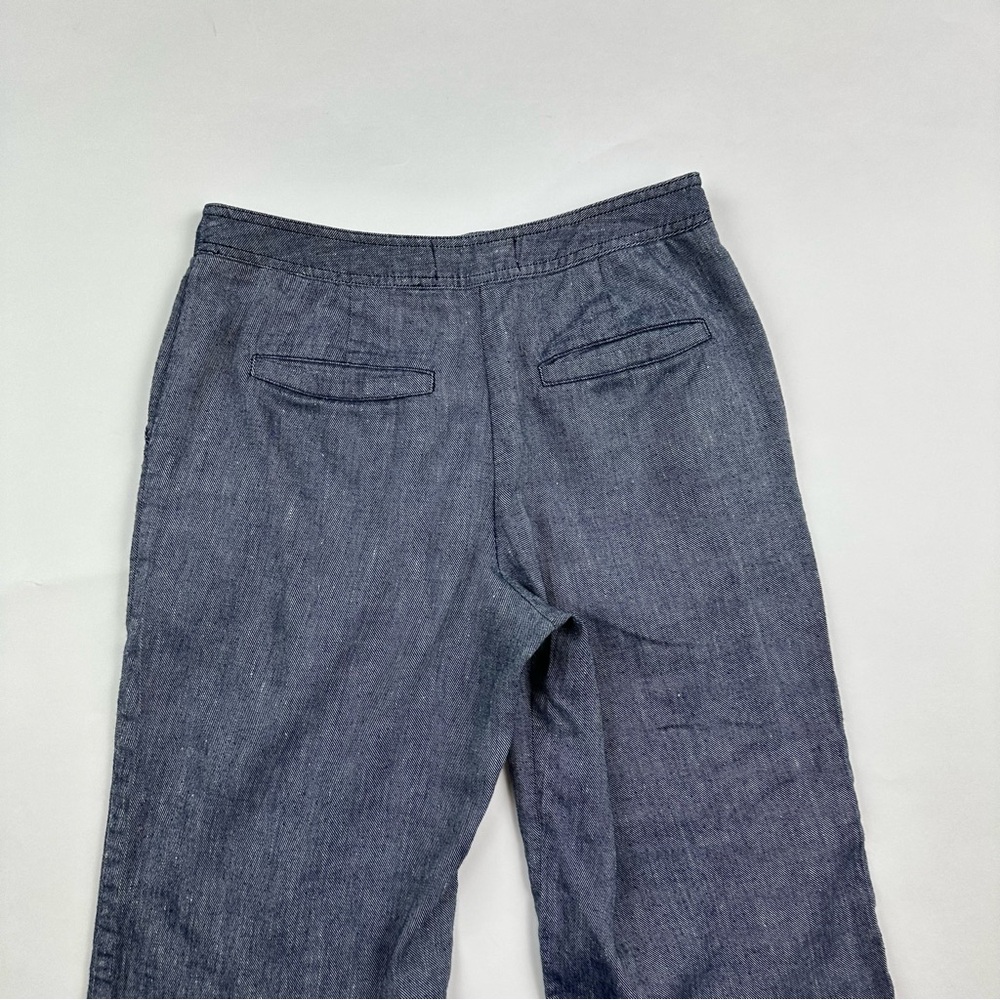 Anthropologie Ett:Twa Chambray Linen Ruffle Hem Wide Leg Pants Size 0 - Picture 7 of 10